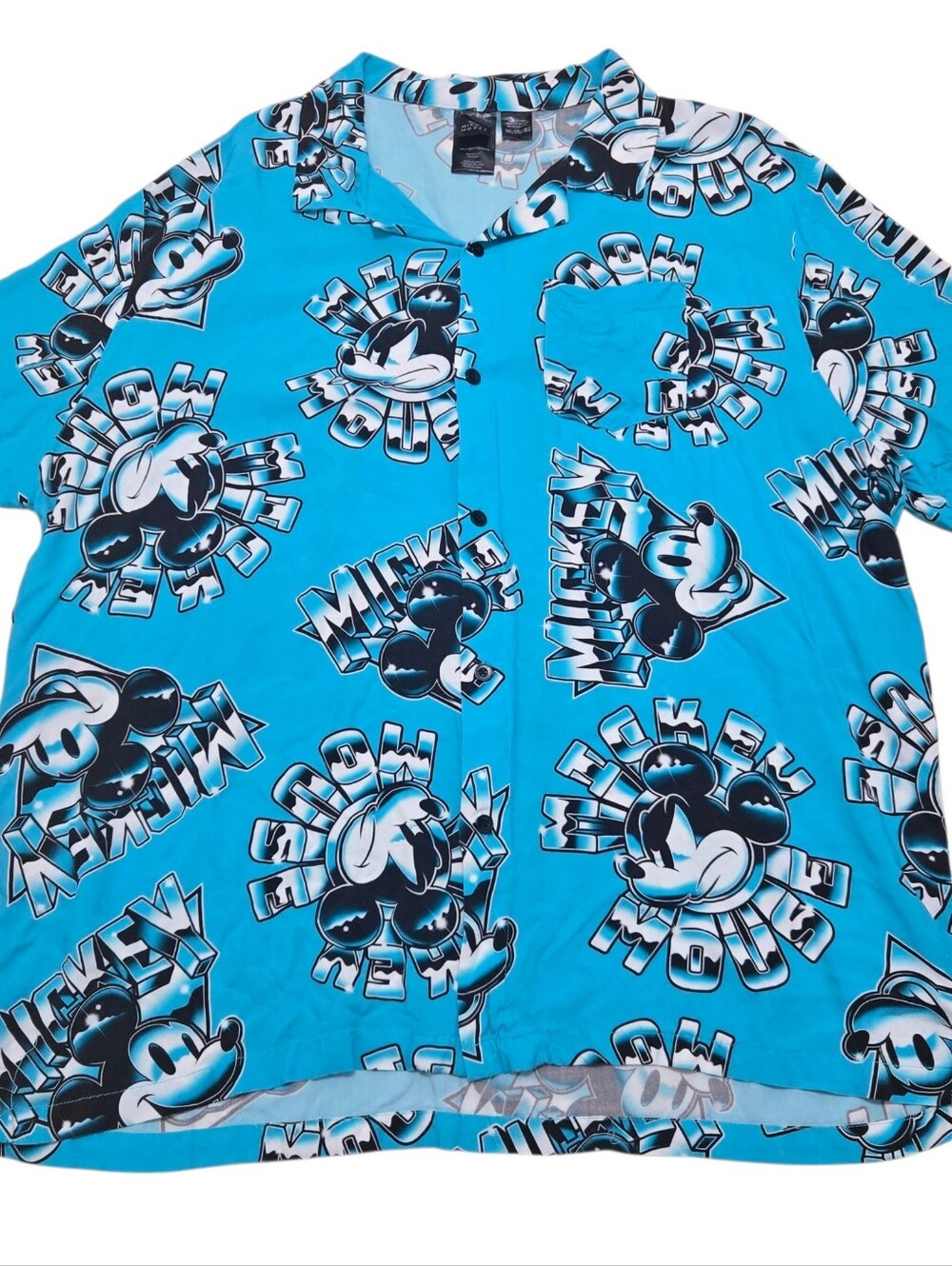 Disney Mickey Mouse 100% Rayon Hawaiian Camp Shirt Button Up, Men's 3XL